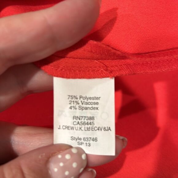 J. Crew Coral Red Dress with scallop edges, Size 2 - Picture 7 of 7